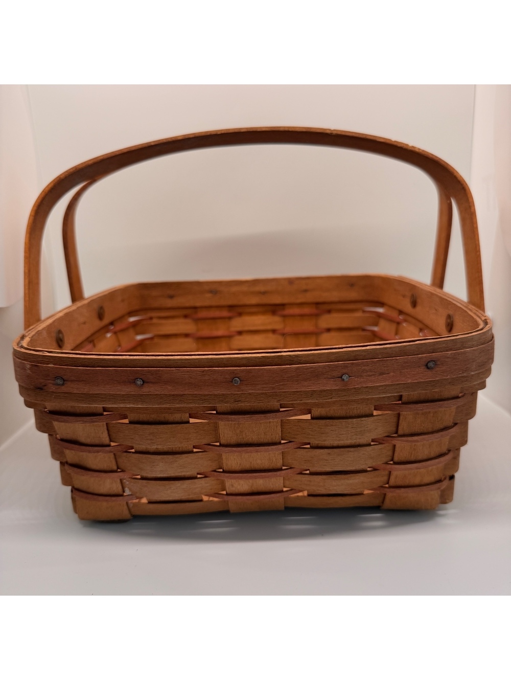 Vintage 1991 Longaberger Square Basket Double Swing Handle